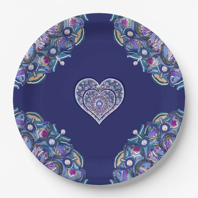 Blue Rosace Paper Plate (Front)