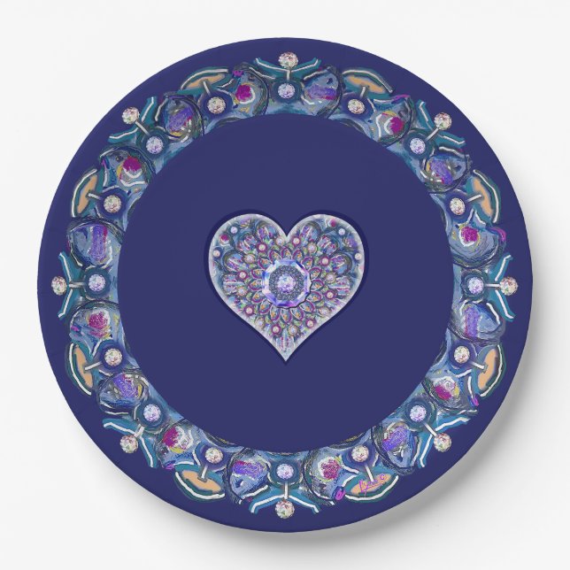 Blue Rosace Paper Plate (Front)