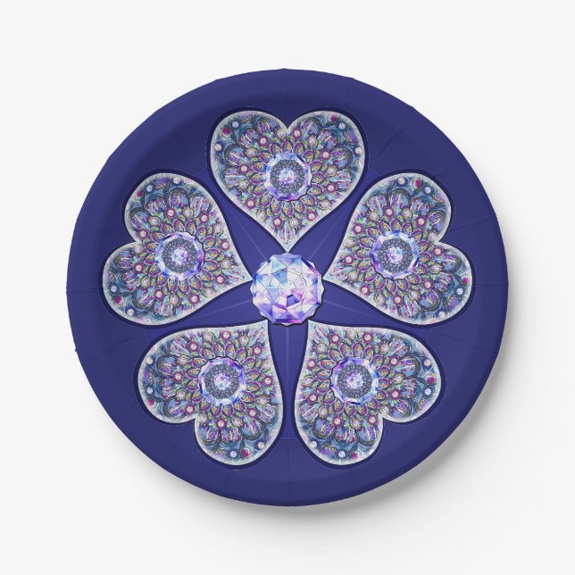 Blue Rosace Paper Plate (Front)