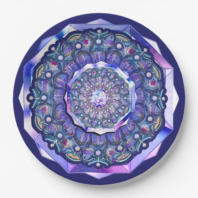 Blue Rosace Paper Plate (Front)