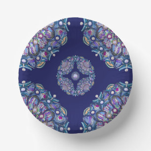Blue Rosace Paper Plate