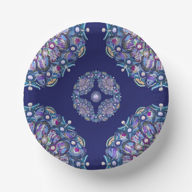 Blue Rosace Paper Plate (Front)