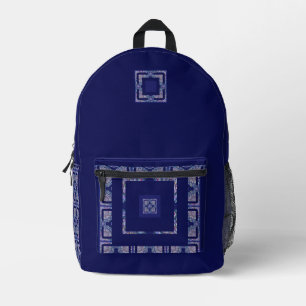 Blue Rosace Printed Backpack