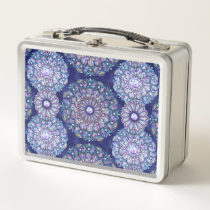 Blue Rosace recipes Metal Lunch Box