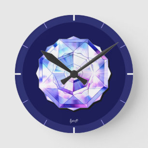 blue rosace round clock