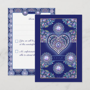 Blue Rosace RSVP Card