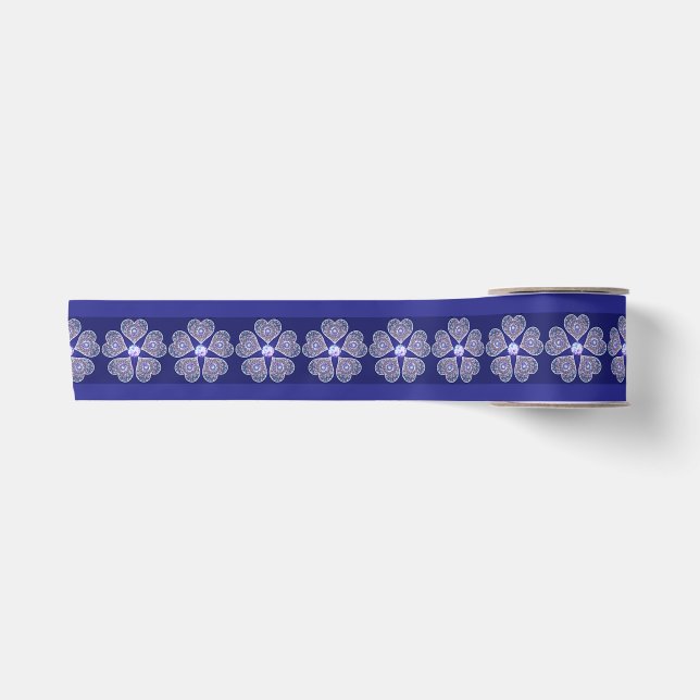 Blue Rosace Satin Ribbon (Front)