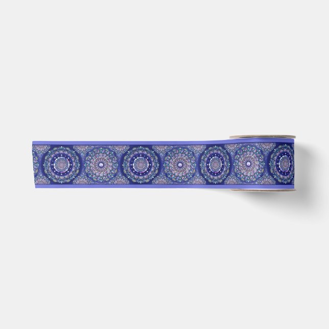 Blue Rosace Satin Ribbon (Front)
