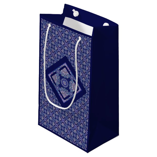 Blue Rosace Small Gift Bag (Front Angled)