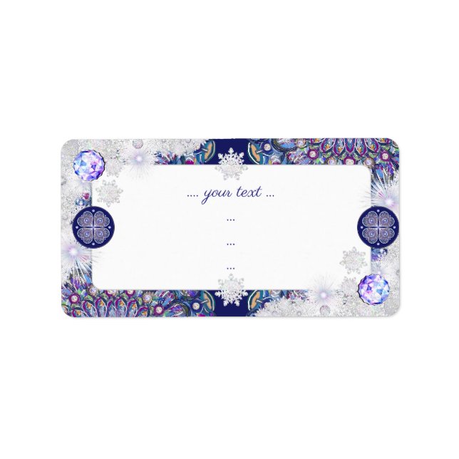 Blue rosace & snowflake label (Front)