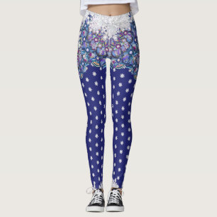 Blue rosace & snowflake leggings