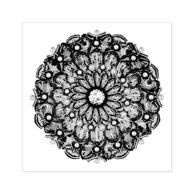 Blue rosace & snowflake rubber stamp (Imprint)