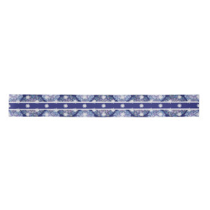 Blue rosace & snowflake satin ribbon