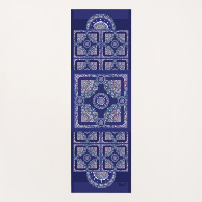 Blue Rosace Yoga Mat (Front)