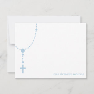 Blue Rosary Baptism Thank You Notes