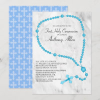 Blue Rosary Beads First Holy Communion