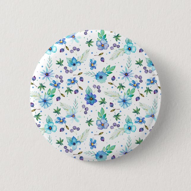 Blue rose 2 inch round button (Front)