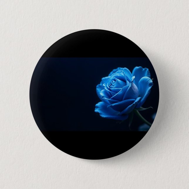 blue rose  2 inch round button (Front)
