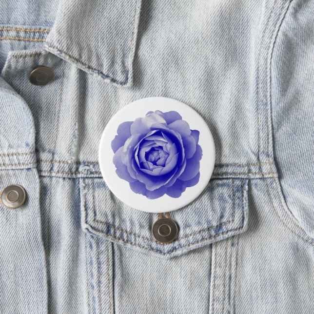Blue rose 3 inch round button (In Situ)