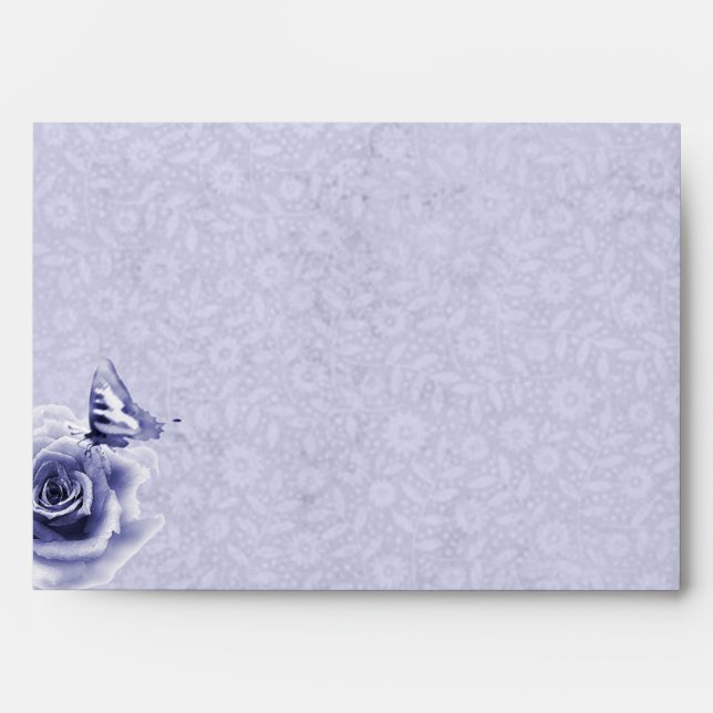 Blue rose and Butterfly Wedding Envelope (Front)