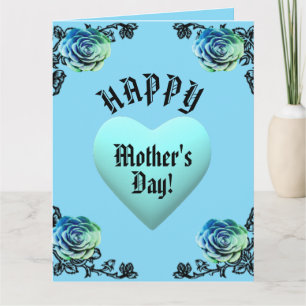 Blue Rose and Heart Lace Mother's Day  Card