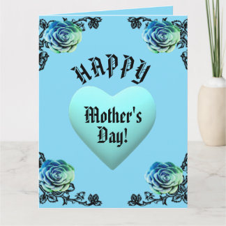 Blue Rose and Heart Lace Mother's Day  Card