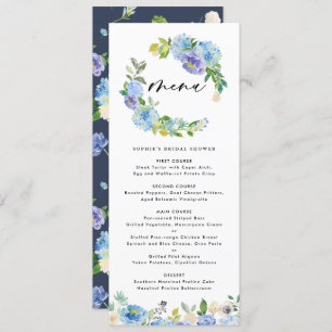 Blue Rose and Hydrangea Wreath Bridal Shower Menu
