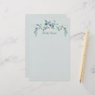 Blue Rose and Teal Personalized Stationery