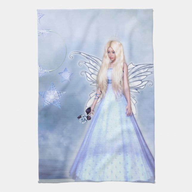 Blue rose angel kitchen towel (Vertical)