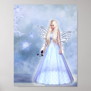 Blue rose angel poster