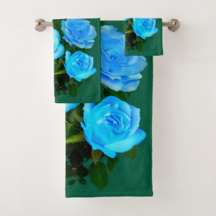 Blue rose blue flowers bath towel set