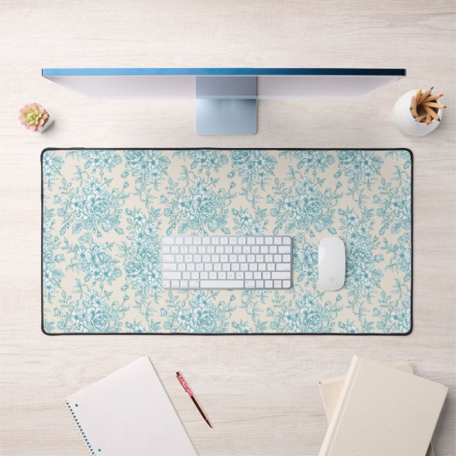 Blue Rose Bouquet Garden Floral Pattern Desk Mat (Office 1)