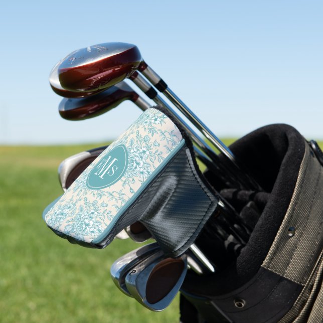 Blue Rose Bouquet Garden Floral Pattern Golf Head Cover (In Situ)