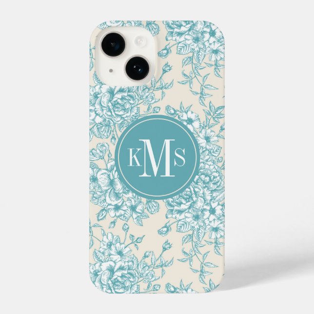 Blue Rose Bouquet Garden Floral Pattern iPhone Case (Back)