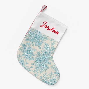 Blue Rose Bouquet Garden Floral Pattern Small Christmas Stocking