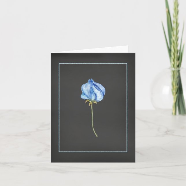 Blue Rose Bud Notecard (Front)