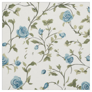 Blue Rose Climbing Vine Floral Pattern Fabric