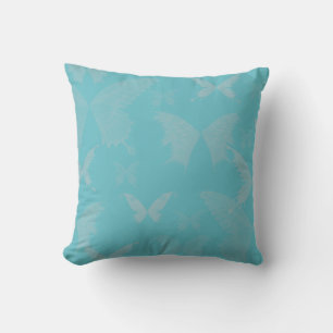 Blue Rose Coloured Butterflies on Turquoise Blue Throw Pillow