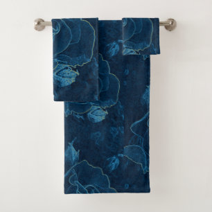 blue rose contour bath towel set