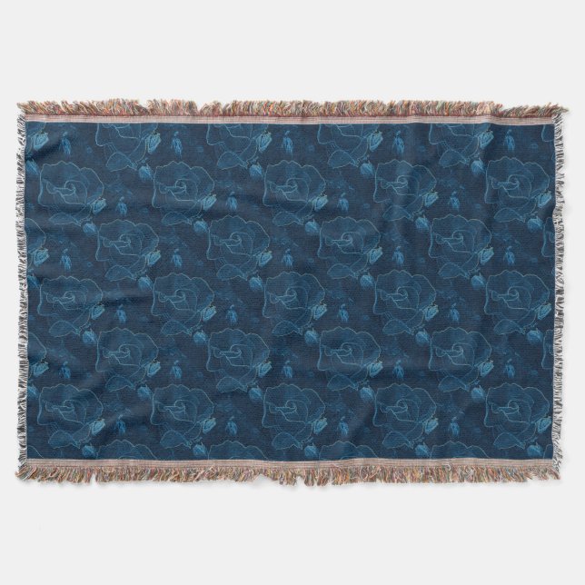 blue rose contour throw blanket (Front)