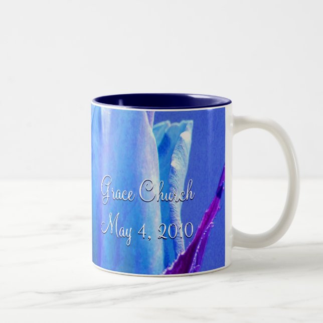 Blue Rose Delight Two-Tone Coffee Mug (Right)