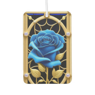 Blue Rose Design in Stained Glass Air Freshener