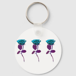 Blue Rose Design - Modern Art Keychain