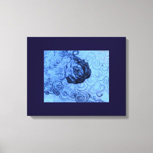"Blue Rose Dream" sketch print on canvas