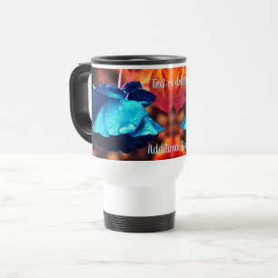 Blue Rose Floral Art Personalized Travel Mug