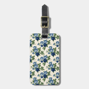Blue Rose Floral Pattern Luggage Tag