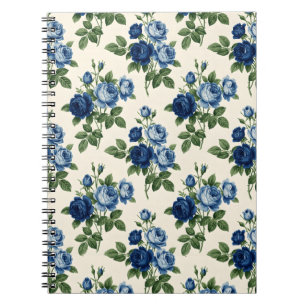 Blue Rose Floral Pattern Notebook