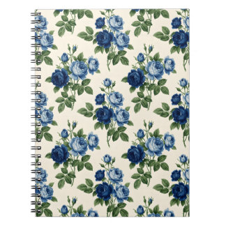 Blue Rose Floral Pattern Notebook