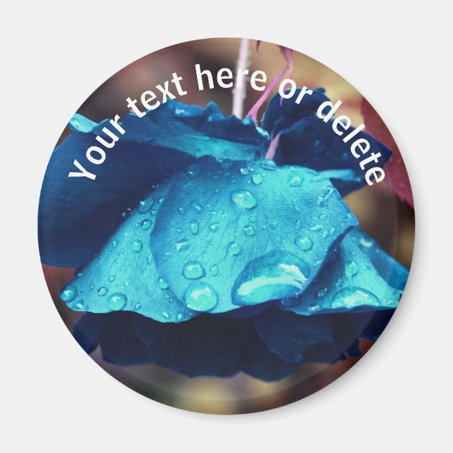 Blue Rose Flower Abstract Personalized Magnet (Front)