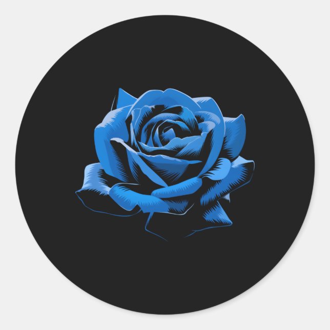 Blue Rose Flower Beautiful Classic Round Sticker (Front)